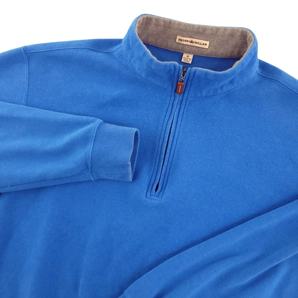 Peter Millar Royal Blue Quarter-Zip Crewneck Sweater